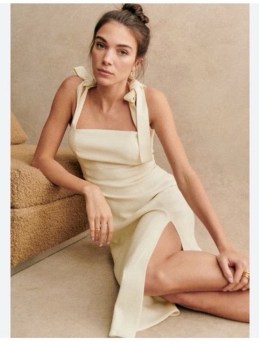 Sezane Dorothea Cream Midi Dress